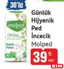 MOLPED PURE GÜNLÜK HİJYENİK PED İNCECİK 30'LU